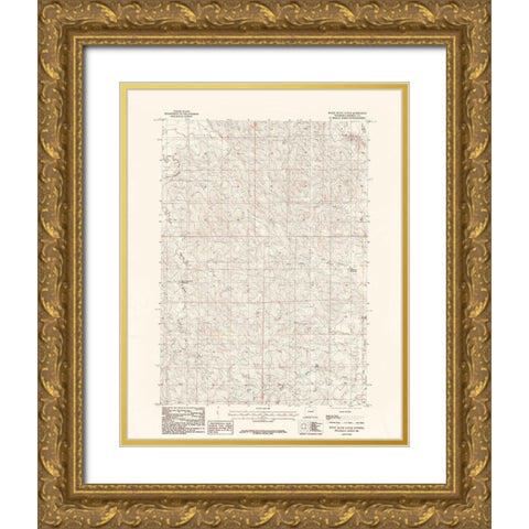 Rocky Butte Gulch Wyoming Quad - USGS 1984 Gold Ornate Wood Framed Art Print with Double Matting by USGS