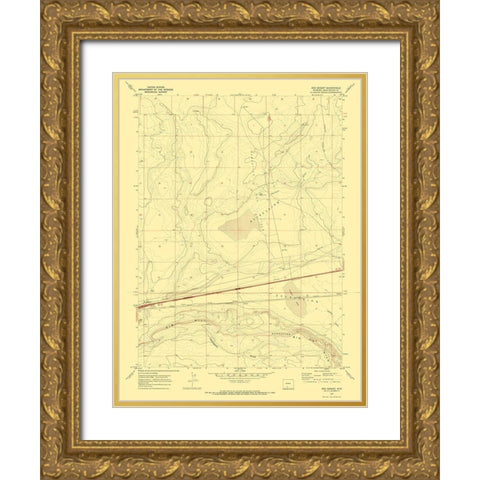 Red Desert Wyoming Quad - USGS 1970 Gold Ornate Wood Framed Art Print with Double Matting by USGS