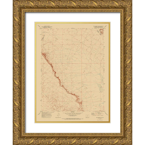 South East Red Desert Wyoming Quad - USGS 1970 Gold Ornate Wood Framed Art Print with Double Matting by USGS