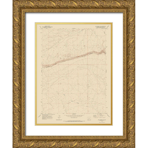 South West Red Desert Wyoming Quad - USGS 1970 Gold Ornate Wood Framed Art Print with Double Matting by USGS