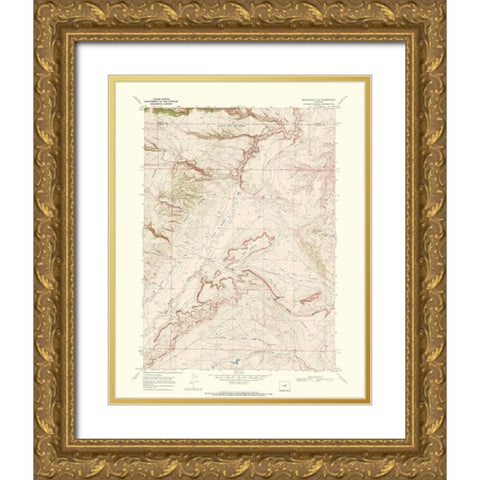 Roughlock Hill Wyoming Quad - USGS 1968 Gold Ornate Wood Framed Art Print with Double Matting by USGS