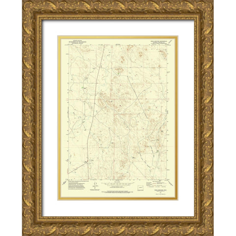 Reno Junction Wyoming Quad - USGS 1971 Gold Ornate Wood Framed Art Print with Double Matting by USGS