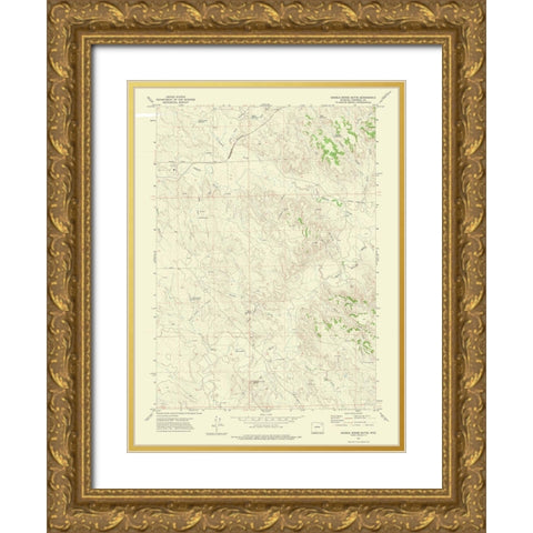 Saddle Horse Butte Wyoming Quad - USGS 1971 Gold Ornate Wood Framed Art Print with Double Matting by USGS