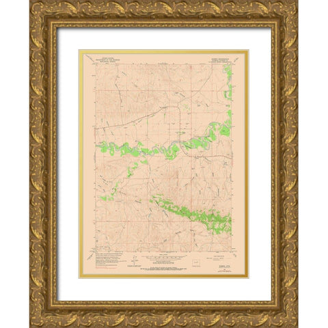 Sussex Wyoming Quad - USGS 1961 Gold Ornate Wood Framed Art Print with Double Matting by USGS