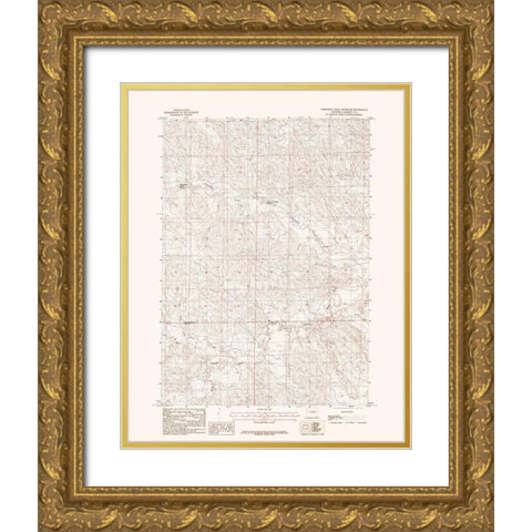 Threemile Creek Reservoir Wyoming Quad - USGS 1984 Gold Ornate Wood Framed Art Print with Double Matting by USGS