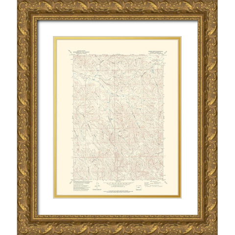 Truman Draw Wyoming Quad - USGS 1971 Gold Ornate Wood Framed Art Print with Double Matting by USGS