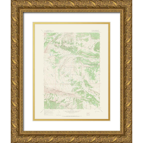 Tosi Peak Wyoming Quad - USGS 1967 Gold Ornate Wood Framed Art Print with Double Matting by USGS