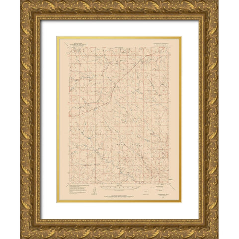 Turnercrest Wyoming Quad - USGS 1960 Gold Ornate Wood Framed Art Print with Double Matting by USGS