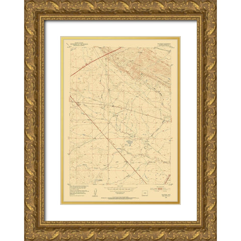 Waltman Wyoming Quad - USGS 1952 Gold Ornate Wood Framed Art Print with Double Matting by USGS