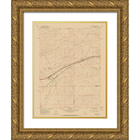 Wamsutter Wyoming Quad - USGS 1966 Gold Ornate Wood Framed Art Print with Double Matting by USGS