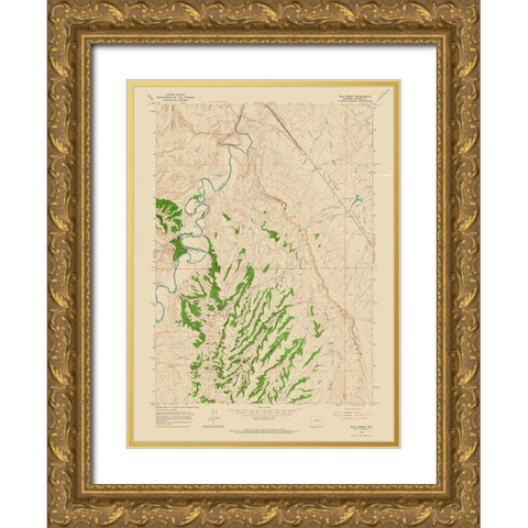 Wall Creek Wyoming Quad - USGS 1961 Gold Ornate Wood Framed Art Print with Double Matting by USGS