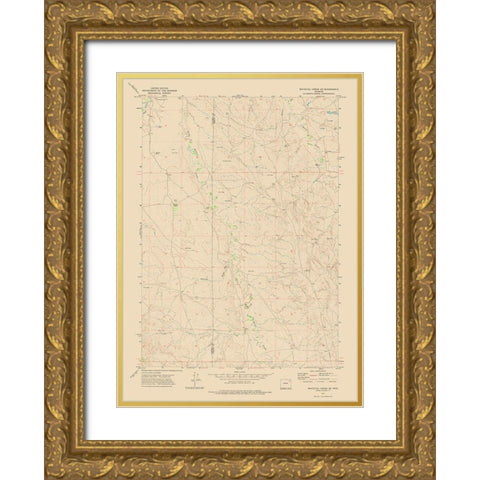 South East Whitetail Creek Wyoming Quad - USGS Gold Ornate Wood Framed Art Print with Double Matting by USGS