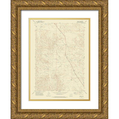 Wildcat Wyoming Quad - USGS 1971 Gold Ornate Wood Framed Art Print with Double Matting by USGS