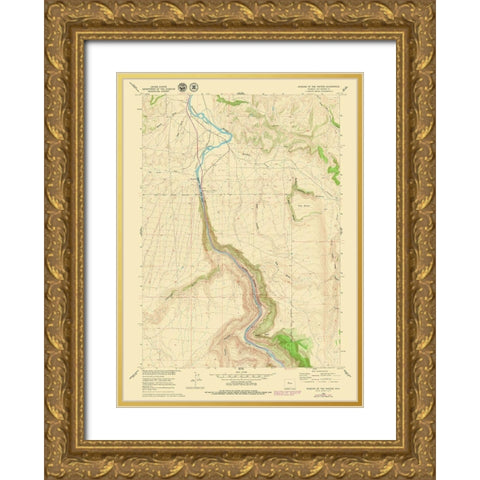 Wedding of The Waters Wyoming Quad - USGS 1960 Gold Ornate Wood Framed Art Print with Double Matting by USGS