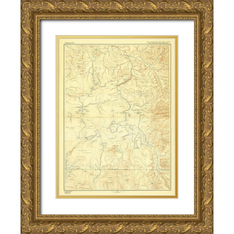 Yellowstone National Park Wyoming - USGS 1885 Gold Ornate Wood Framed Art Print with Double Matting by USGS