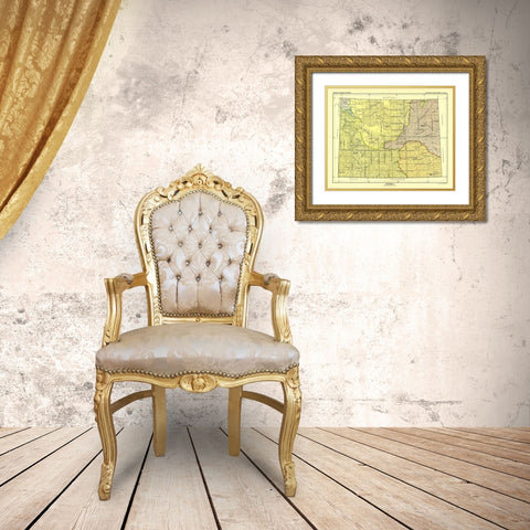 Wyoming - Yellowstone National Park - Hoen 1896 Gold Ornate Wood Framed Art Print with Double Matting by Hoen