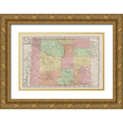 Wyoming - Rand McNally 1903 Gold Ornate Wood Framed Art Print with Double Matting by Rand McNally
