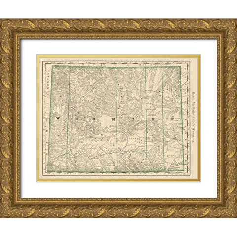 Wyoming - Rand McNally 1879 Gold Ornate Wood Framed Art Print with Double Matting by Rand McNally