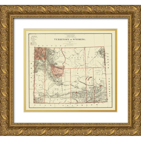 Wyoming - Bien 1879 Gold Ornate Wood Framed Art Print with Double Matting by Bien