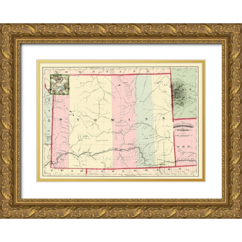 Wyoming - Asher  1874 Gold Ornate Wood Framed Art Print with Double Matting by Asher