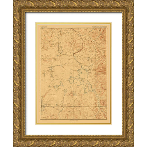 Yellowstone National Park Wyoming - USGS 1885 Gold Ornate Wood Framed Art Print with Double Matting by USGS