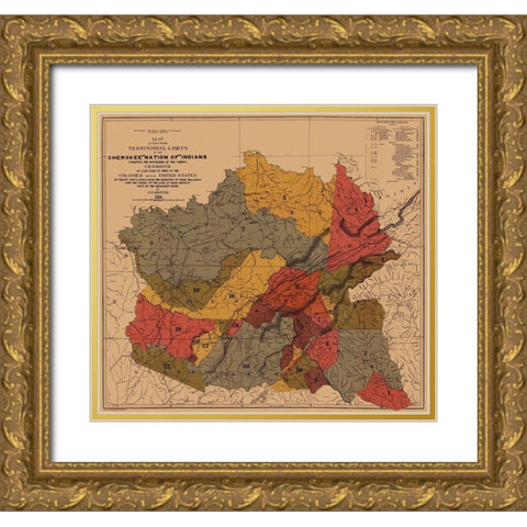 Cherokee Nation of Indians, Colonies, Mississippi Gold Ornate Wood Framed Art Print with Double Matting by Royce