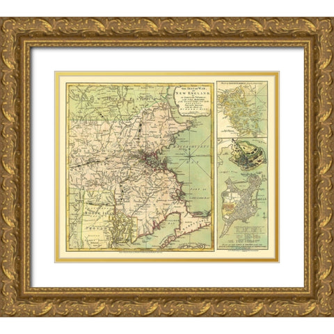 New England Seat of Revolutionary War - 1775 Gold Ornate Wood Framed Art Print with Double Matting by Sayer