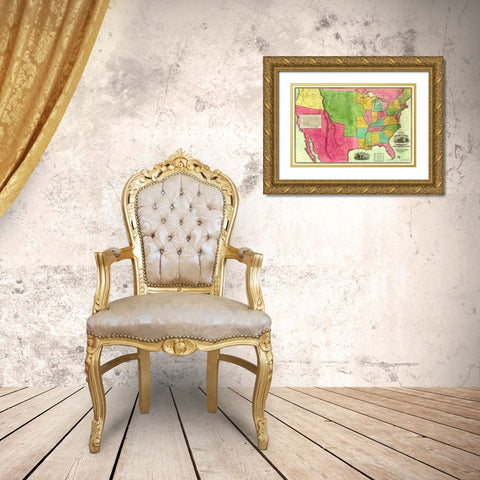 United States, Territories, Districts - Barber Gold Ornate Wood Framed Art Print with Double Matting by Barber