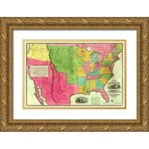 United States, Territories, Districts - Barber Gold Ornate Wood Framed Art Print with Double Matting by Barber
