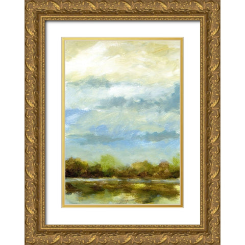 Blue Sky I Gold Ornate Wood Framed Art Print with Double Matting by Brey