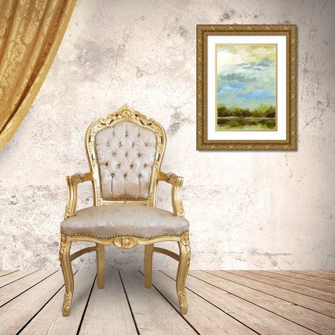 Blue Sky II Gold Ornate Wood Framed Art Print with Double Matting by Brey