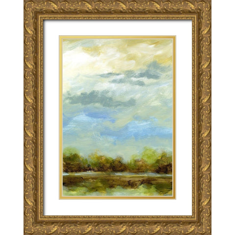 Blue Sky II Gold Ornate Wood Framed Art Print with Double Matting by Brey