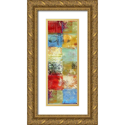 Tapestry Panel I Gold Ornate Wood Framed Art Print with Double Matting by Brey