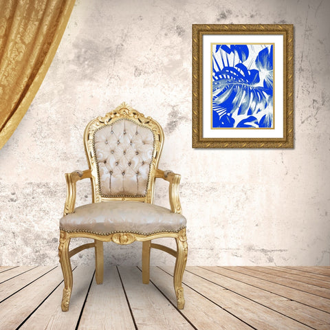 Tropical Blue IV Gold Ornate Wood Framed Art Print with Double Matting by Franklin