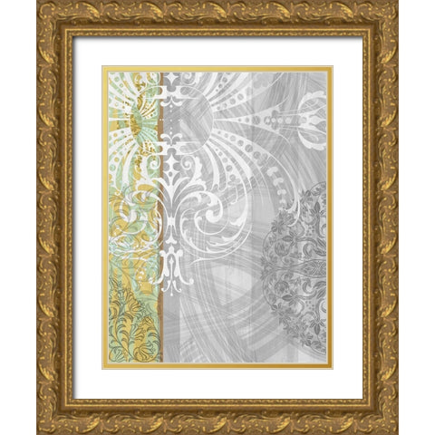 Patterns Saffron I Gold Ornate Wood Framed Art Print with Double Matting by Franklin