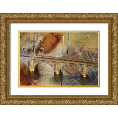 Arlington Memorial Bridge Gold Ornate Wood Framed Art Print with Double Matting by Simons