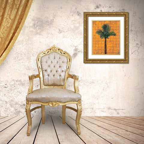 Fiesta Palm Amber Gold Ornate Wood Framed Art Print with Double Matting by Simons