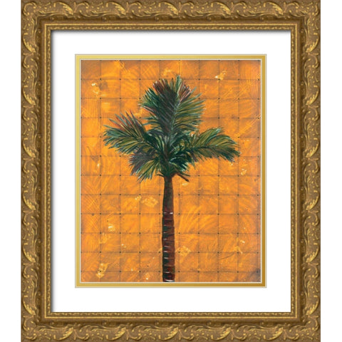 Fiesta Palm Amber Gold Ornate Wood Framed Art Print with Double Matting by Simons