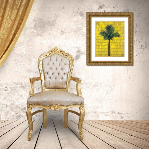 Fiesta Palm Yellow Gold Ornate Wood Framed Art Print with Double Matting by Simons