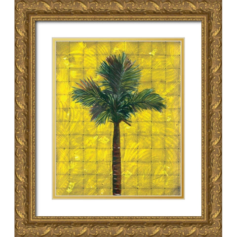 Fiesta Palm Yellow Gold Ornate Wood Framed Art Print with Double Matting by Simons