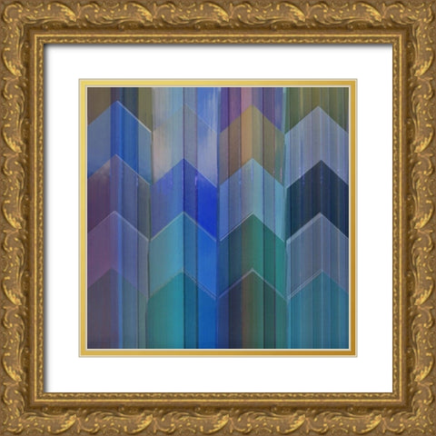 Pickets Blueberry  Gold Ornate Wood Framed Art Print with Double Matting by Simons