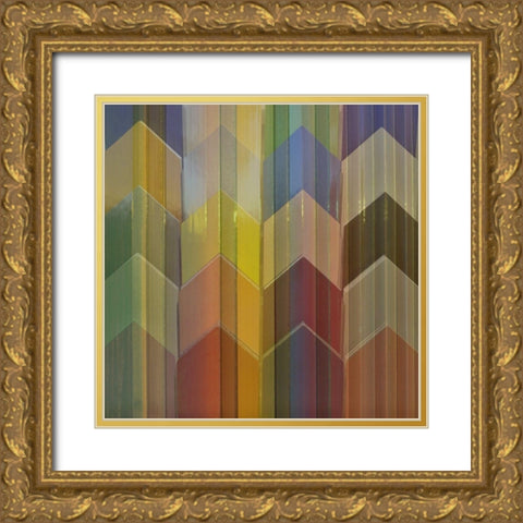Pickets Multicolor Gold Ornate Wood Framed Art Print with Double Matting by Simons