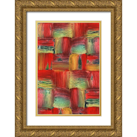Plaid Play Gold Ornate Wood Framed Art Print with Double Matting by Simons
