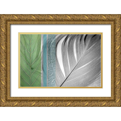 Plumage Cool I Gold Ornate Wood Framed Art Print with Double Matting by Simons
