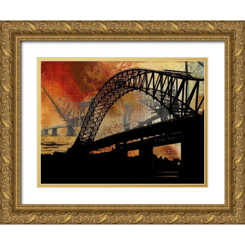 Silver Jubilee Bridge Gold Ornate Wood Framed Art Print with Double Matting by Simons