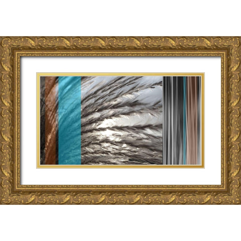Sunlit Seagrass II Azure Gold Ornate Wood Framed Art Print with Double Matting by Simons