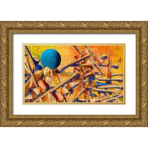 Teed Up I Gold Ornate Wood Framed Art Print with Double Matting by Simons
