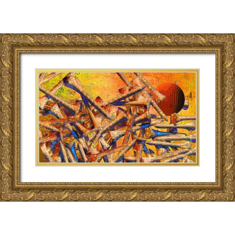 Teed Up II Gold Ornate Wood Framed Art Print with Double Matting by Simons