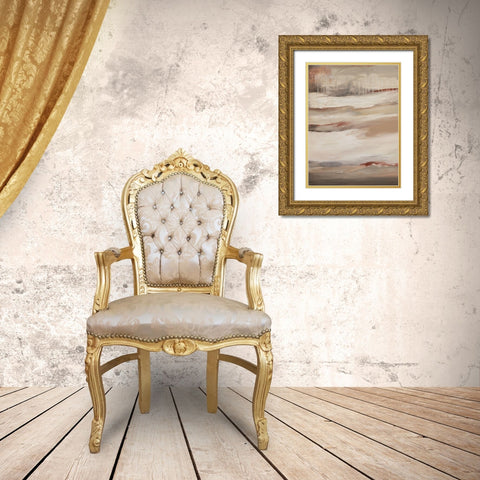 Earthtone Abstract B Gold Ornate Wood Framed Art Print with Double Matting by Hinz