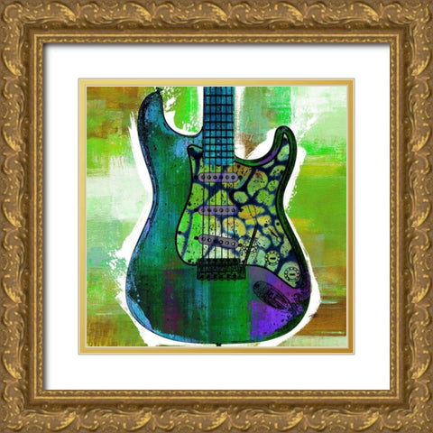 Grunge Guitar IV Gold Ornate Wood Framed Art Print with Double Matting by Johnson